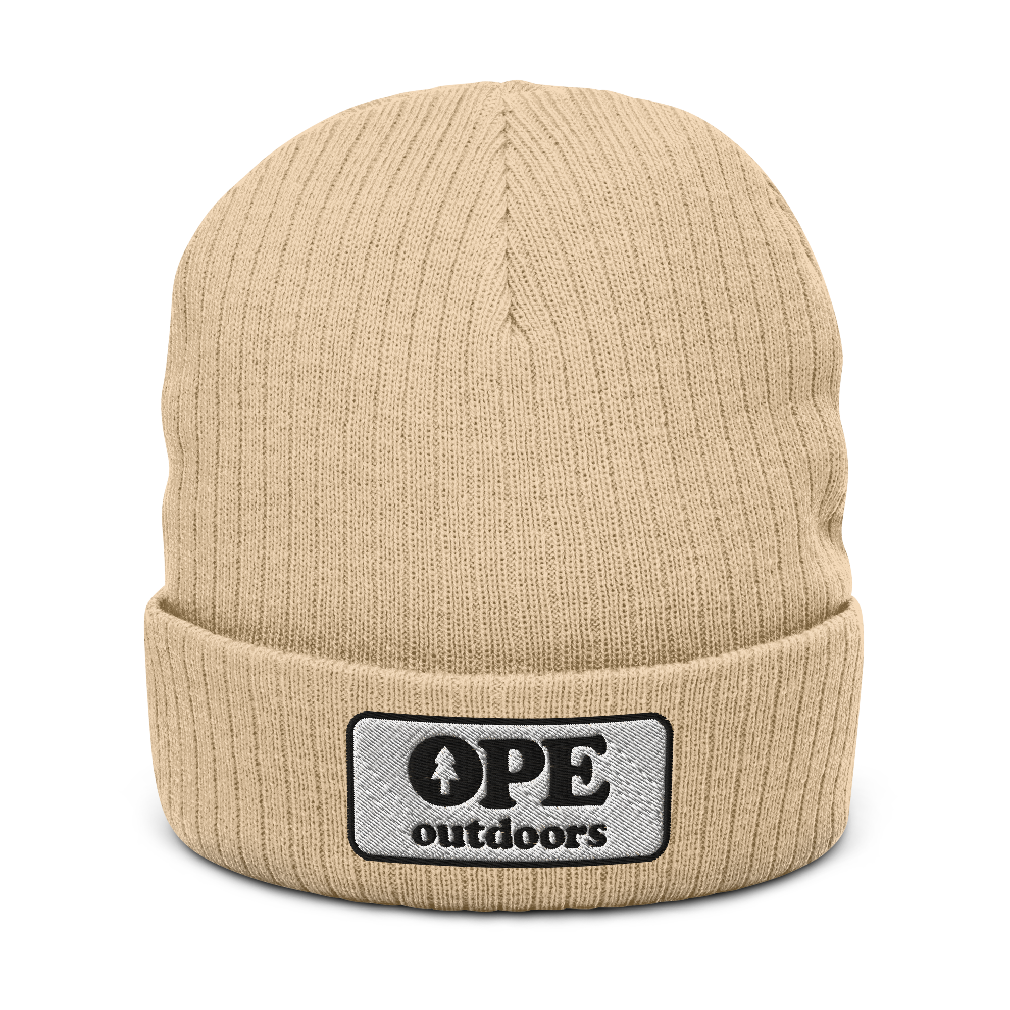 Ribbed knit Beanie White Badge