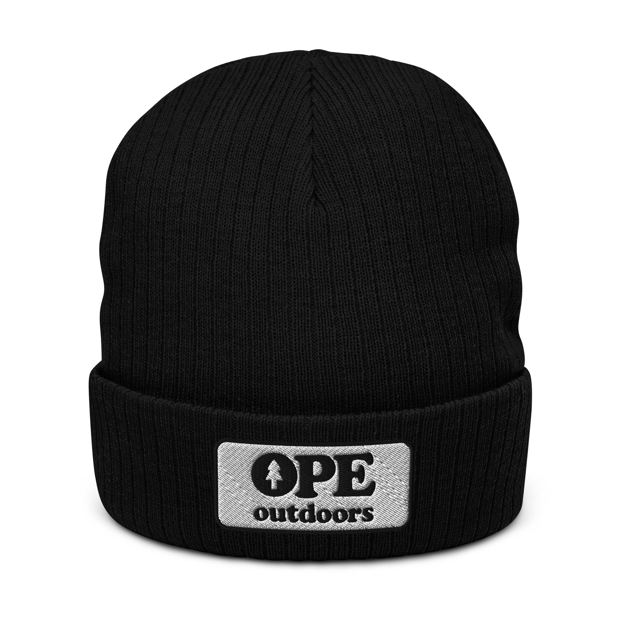 Ribbed knit Beanie White Badge