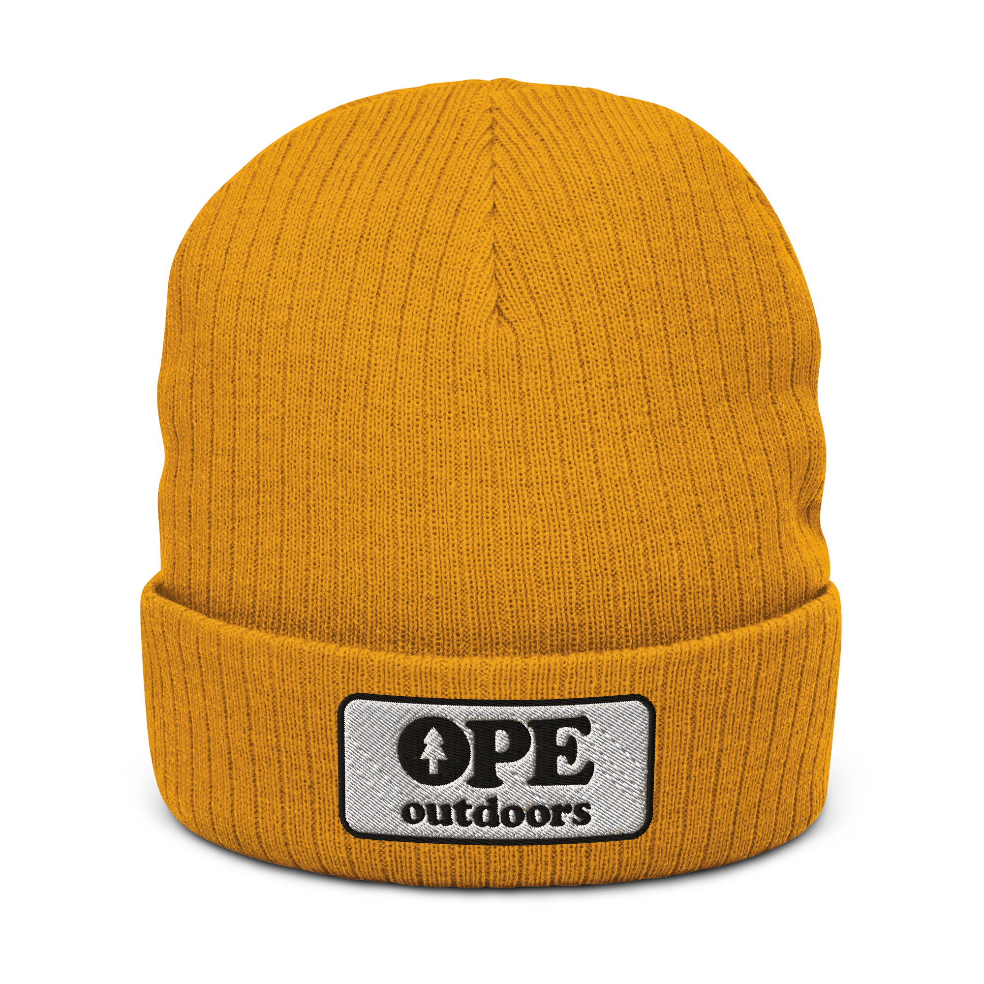 Ribbed knit Beanie White Badge