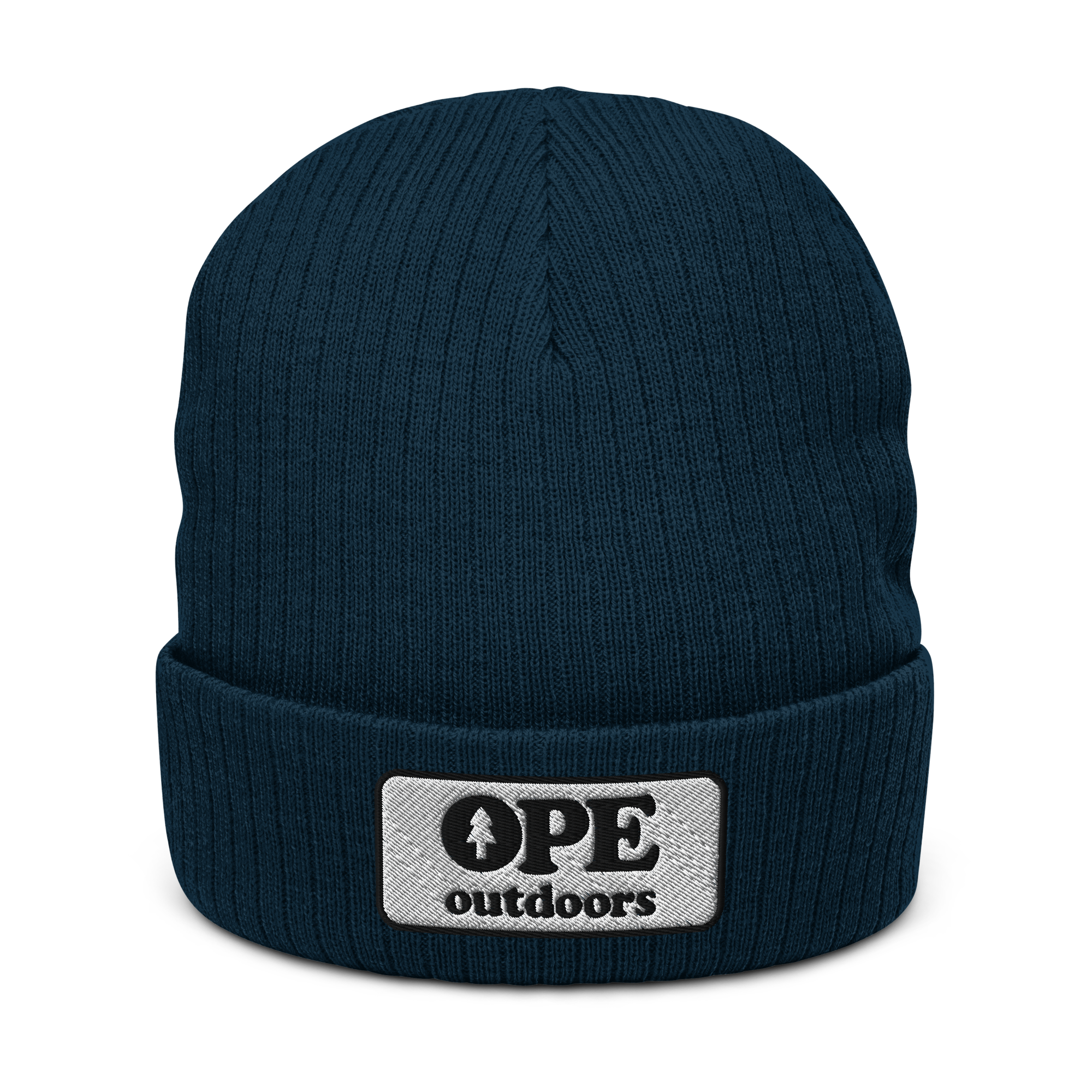 Ribbed knit Beanie White Badge