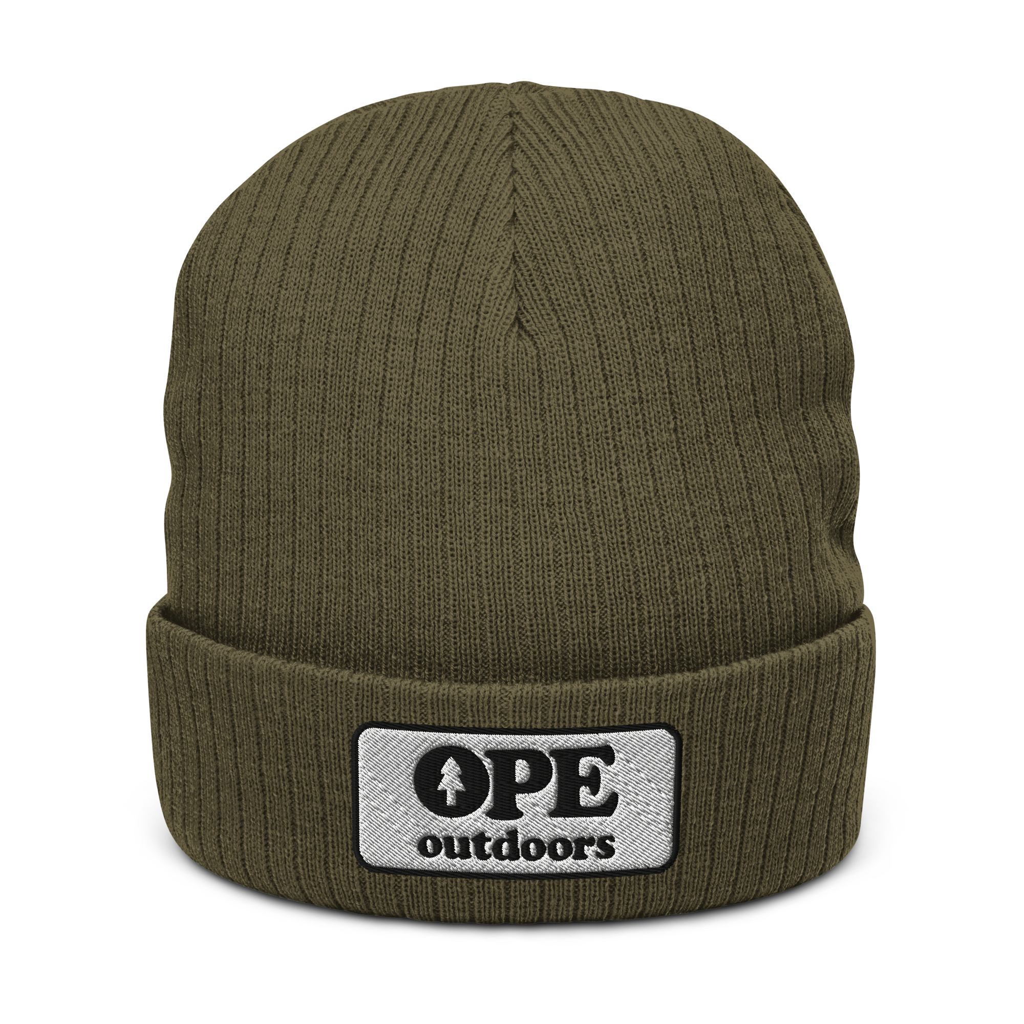 Ribbed knit Beanie White Badge