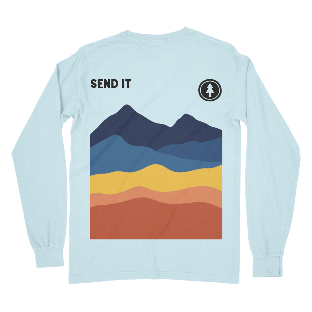 
                
                    Load image into Gallery viewer, Send It Long Sleeve T Shirt (Chambray)
                
            